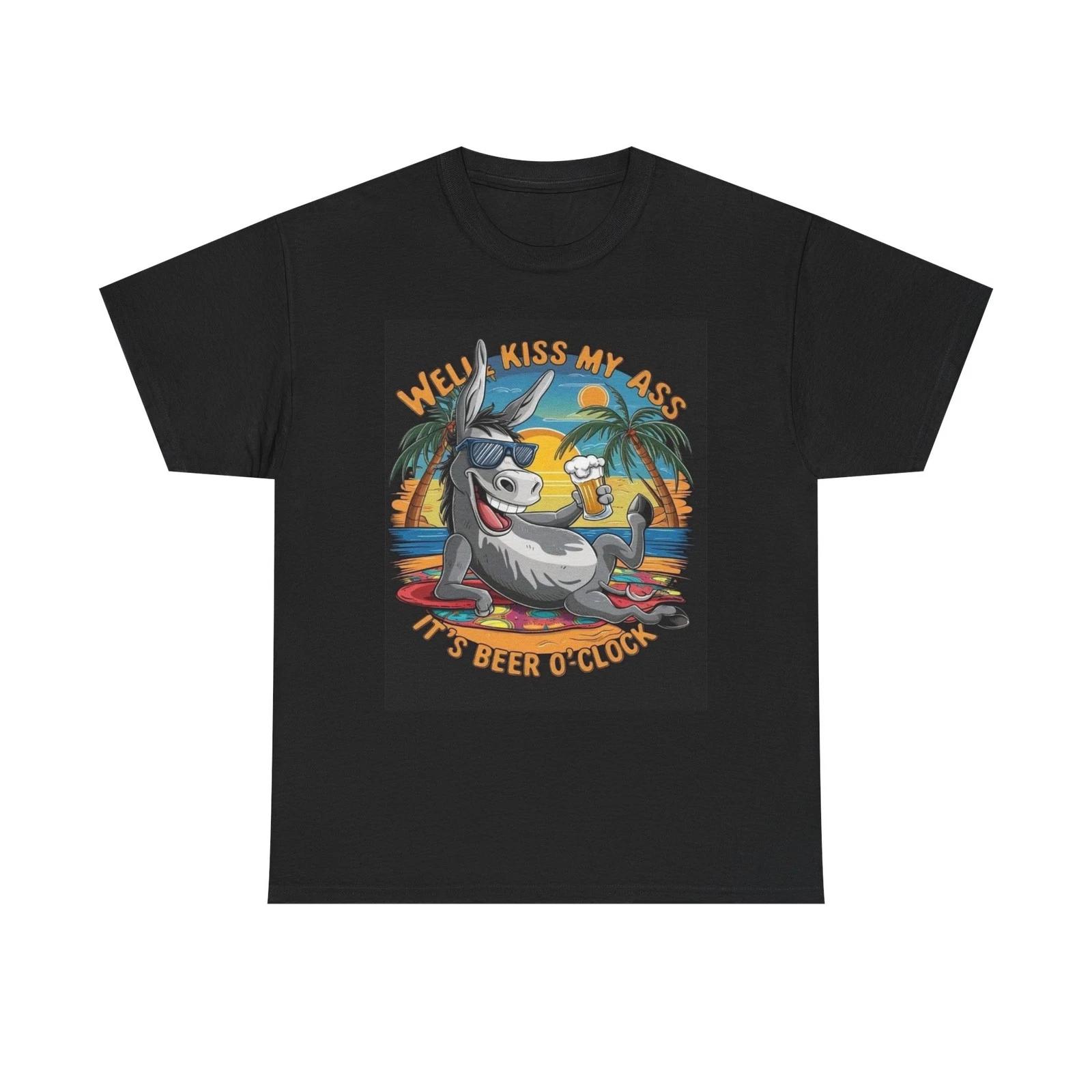 Its Beer O Clock Graphic T Shirt Funny Unisex Heavy Cotton Tee 2XL