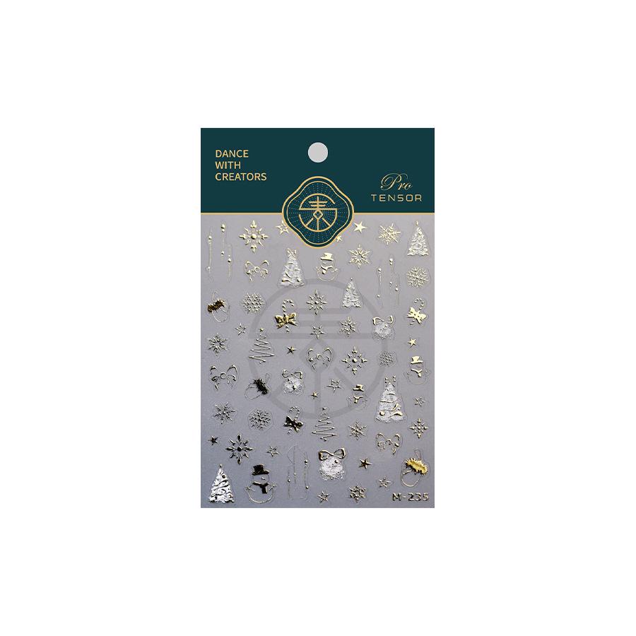 Gold Ferrite Christmas Star Nail Stickers: Transparent Adhesive Thin Art Stamps M-235