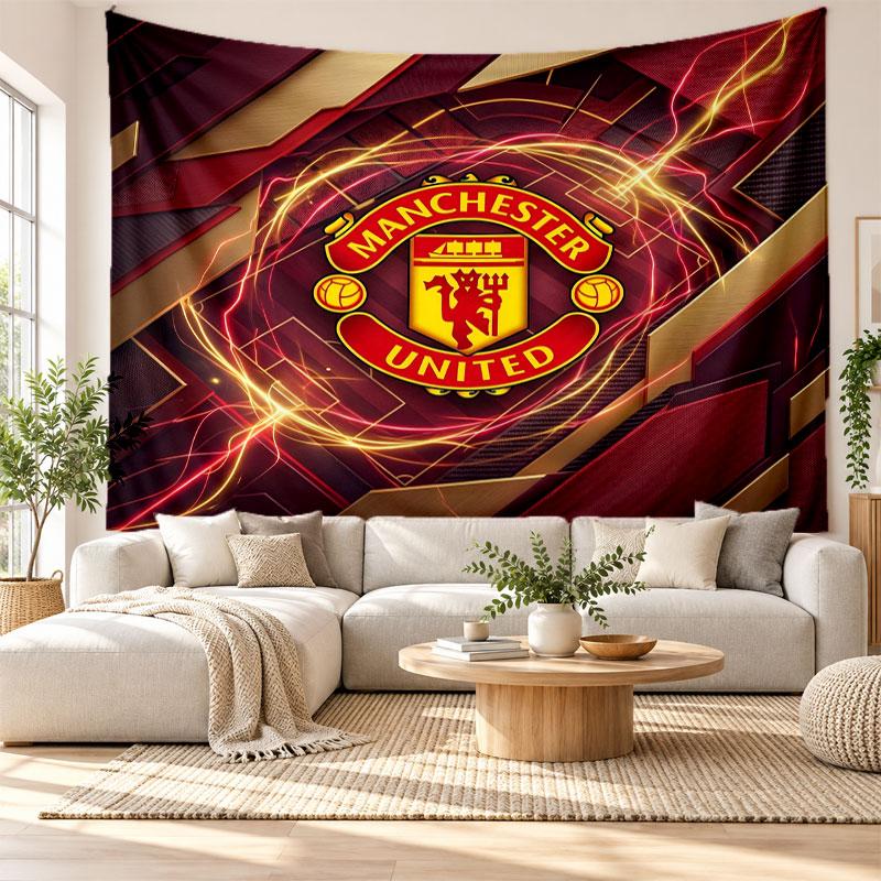 Arazzo da Parete Manchester United, Tessuto Morbido da Appendere, Sfondo Decorativo per Camera da Letto, Arte da Parete per la Casa