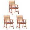 VidaXL Set of 3 Outdoor Dining Chairs with Cushions, Patio Seats, Dining Chairs, Garden Patio Furniture, 3064360