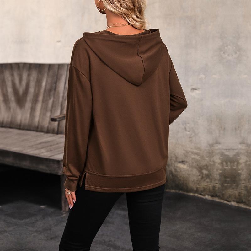 Felpa da donna autunno camicetta moda tinta unita comoda felpa casual a maniche lunghe
