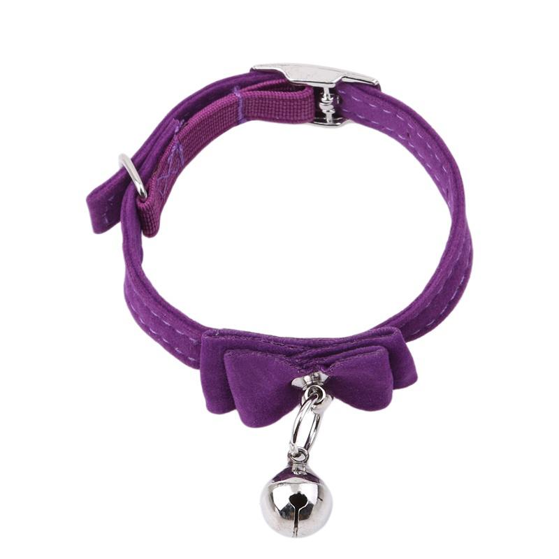 Pet Dog Cat Collar Fiber Adjustable Collars with Bells Bow Tie Necklace
