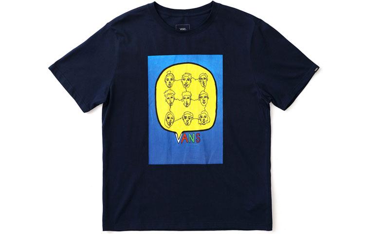 Vans T Shirts Unisex Blue Crew Neck Moderate Straight Fit VN0A4RATLKZ S
