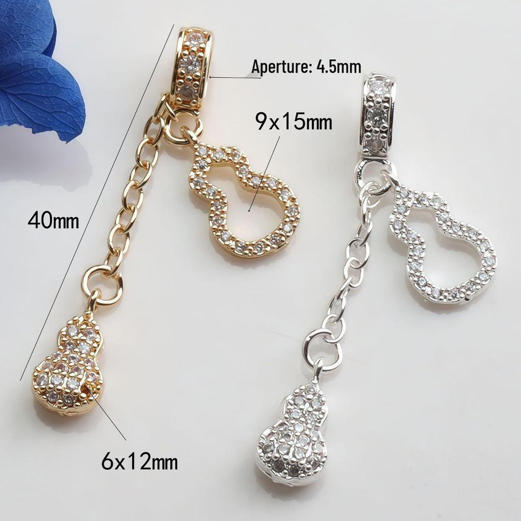 14K Gold-Filled Zircon Heart Dragonfly Bow Tassel Spacer Beads DIY Bracelet Necklace Teardrop Pendant