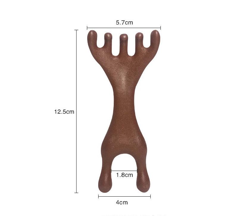 Six-Claw Dual-Use Deer Antler Head & Scalp Massage Comb for Gua Sha and Meridian Therapy