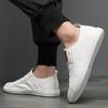 Men's Genuine Leather Low-Top White Sneakers - Breathable Casual Spring/Summer Shoes