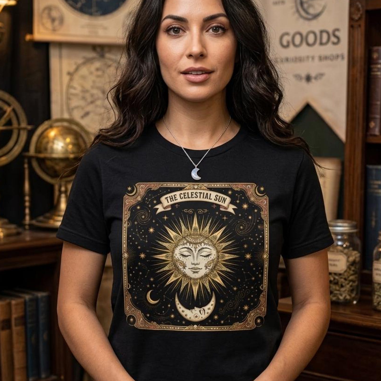 Celestial Sun Moon Tee Astrology Graphic Shirt Summer Solstice Mystic Boho Top XL
