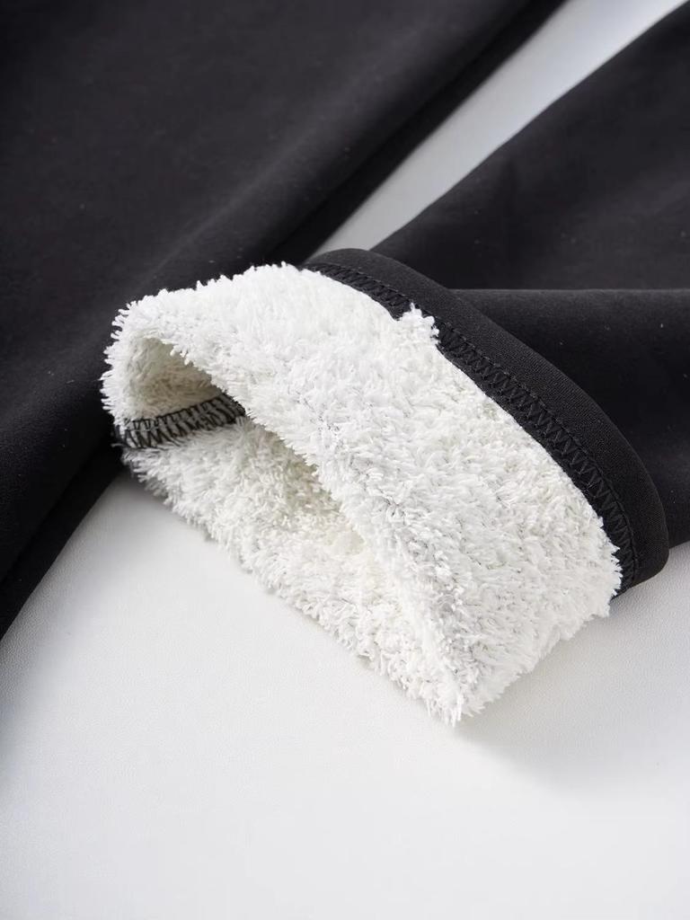 Women's High Waist Fleece-Lined Tummy Control Leggings with Pocket and Leather Label