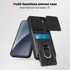For Xiaomi 15 Case Camera Rotation Slide Card Slot Rotation Car Magnetic Ring Phone Case Protective Cover