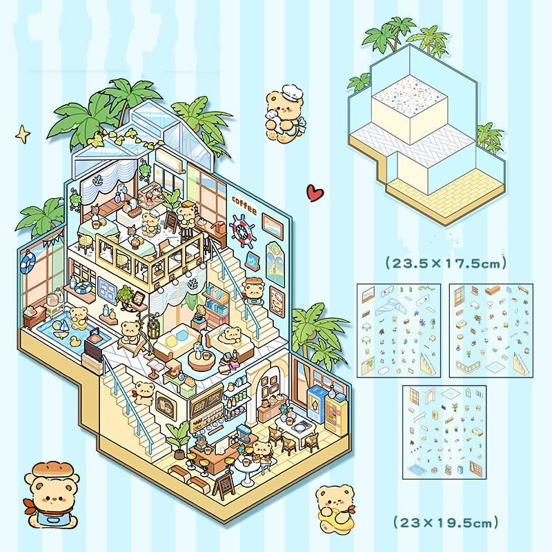 

1 комплект больших размеров DIY Декор Ландшафтный дизайн Наклейка Миниатюрная Милая мультяшная Панда Кролик Сцена Сложенная Наклейка Милые Студенческие Принадлежности 23*19.5cm