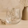 Pressed Floral Recycled Glass Vase Candle Holder 12x11cm