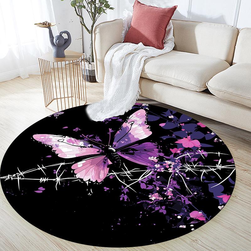 

Thorn Butterfly,Round Area Rug,Carpet Rug for Living Room Bedroom Sofa Playroom Decor,Non-slip Floor Mat 80cmx80cm