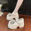 Rhinestone CM Heightened Platform Bow Single Shoes Spring and Autumn New Muffin Thick Heel Mary Jane