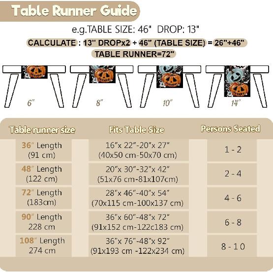 Baccessor Halloween Table Runner Spooky Pumpkins Spider Web Bat Runner for Table Kitchen Dinning Table Decor for Home Farmhouse Party Fall Festival