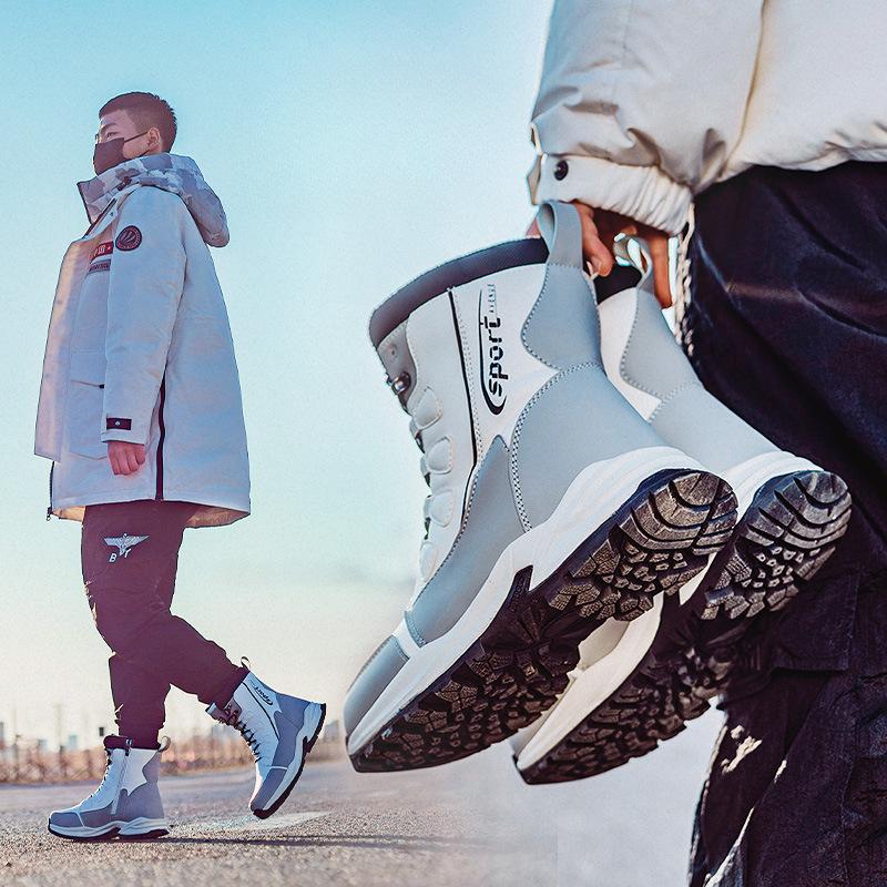 Cizme de zăpadă de iarnă pentru bărbați și femei, cu blană, groase, călduroase, impermeabile, ușoare, pentru drumeții, impermeabile, antiderapante, cu talpă groasă