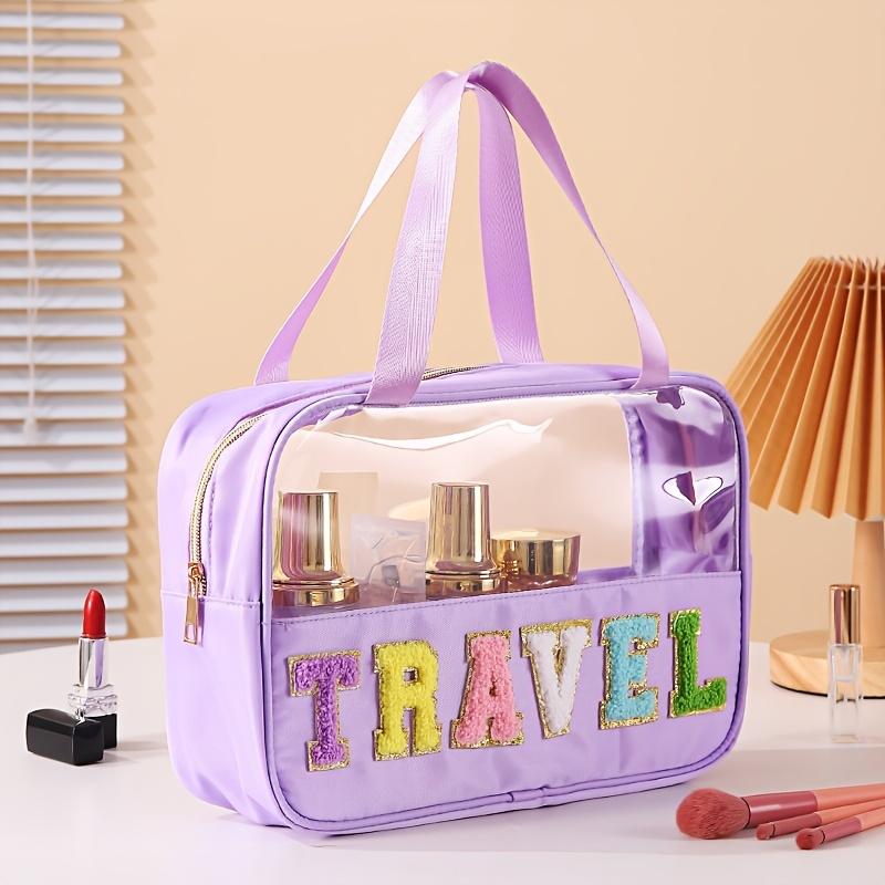 Motivo Lettere, Borsa da Toilette Fashi da Viaggio, Organizer Portatile Manuale per Trucco, Alta Capacità, con Adattamento Universale per il Campeggio
