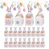 24 Pcs Bunny Gift Bags Easter Paper Bunny Spring Treat Boxes Easter Kids Snack Box Goodie Bag For Chocolate Cookie