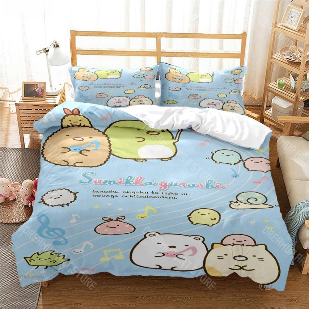 3D Print Sumikko Gurashi Cute Cartoon Bedding Set for Boys Girls Duvet Cover Pillowcase Twin Queen King Full Single Double Sizes