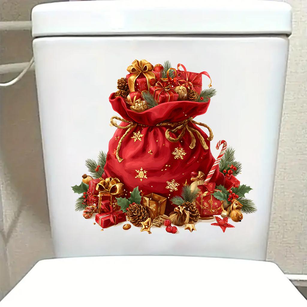 Weihnachtsmann's Geschenksack, Toiletten-Wandsticker, Dekorations-Wandsticker für das Badezimmer