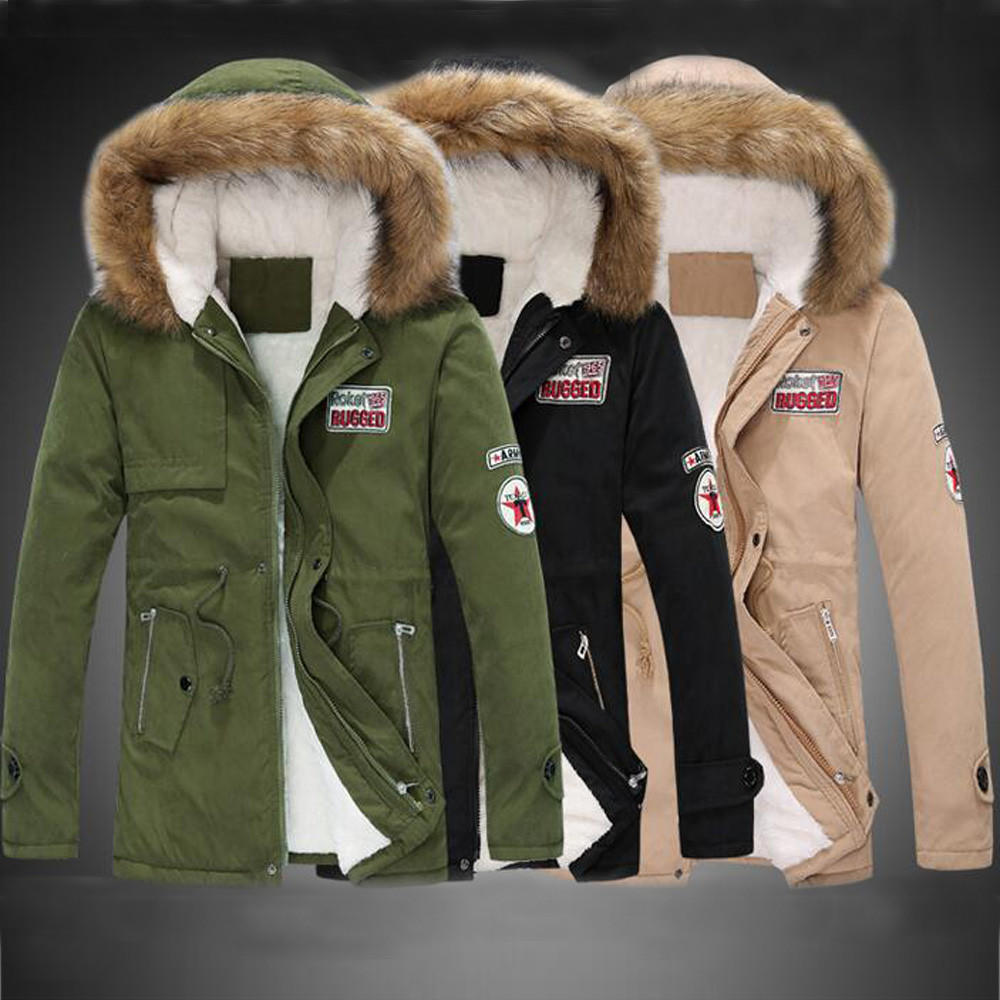 Buy Men’s Autumn Winter Zipper Long Cotton Jacket Men Hooded Coat