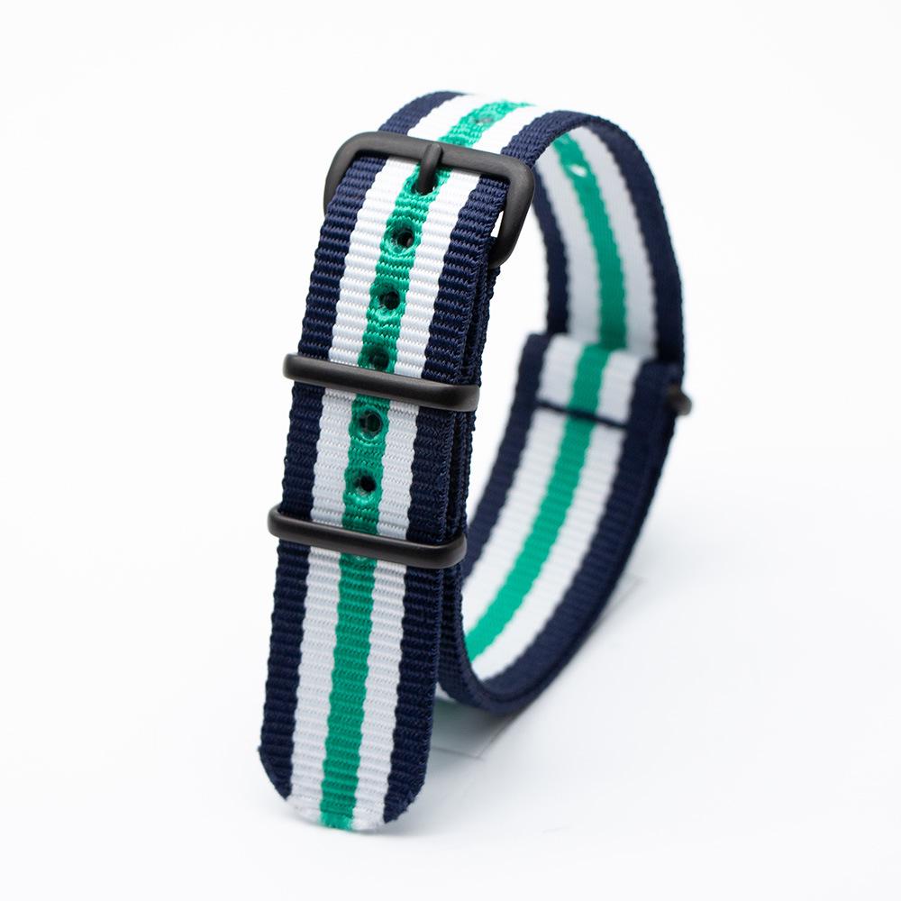 Black Nylon & Canvas Watch Strap with Vacuum-Plated Buckle