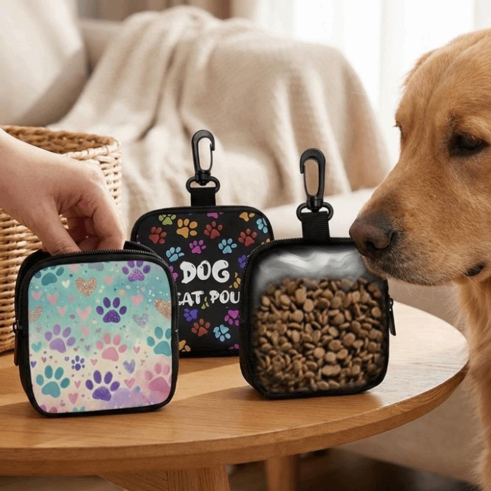Zipper Closure Pet Training Reward Bag with Hook Transparent Window Pet Treat Pouch Leak-Proof Colorful Dog Feeding Bag Walks