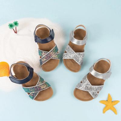Children Princess Sandals with Sparkling Sequins Girls' Beach Shoes for Fantasy Kids Fashion Versatile Sandals Soft Sole Comfort