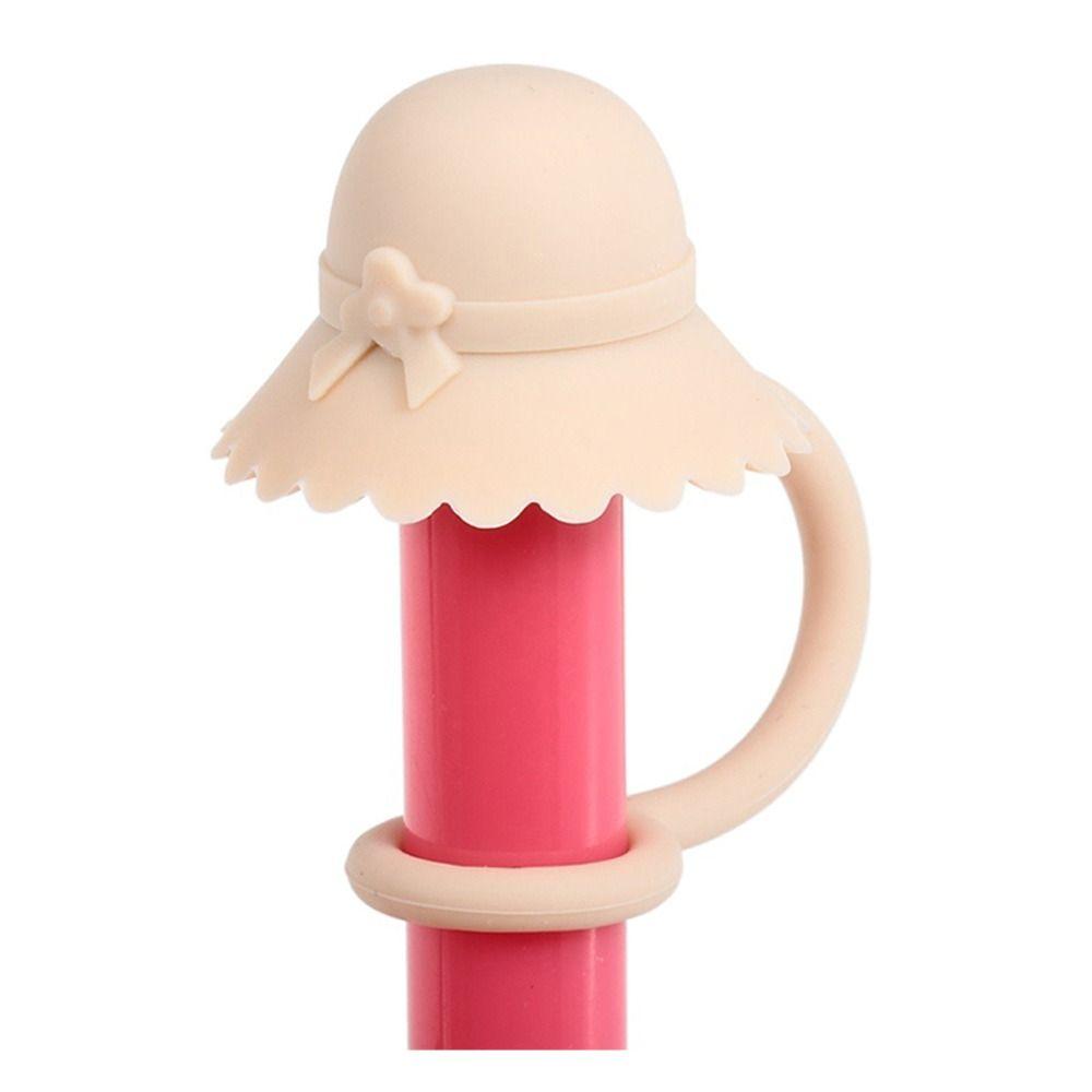Reusable Silicone Straw Plug Hat Shaped Straw Toppers Drinking Straw Tips Lids Cup Accessories