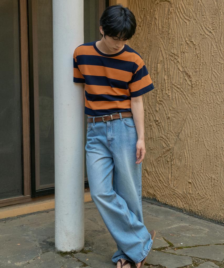 Wednesday Oasis Melon Stripe Short Sleeve T-Shirt_Orange(Wb6Tp26)