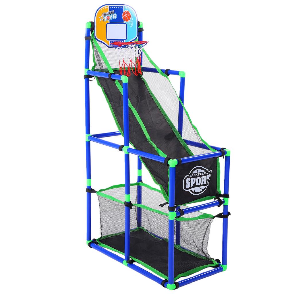 Basketball Game Set Easy Set Up Plastic Basketball Hoop with 4 Balls Air Pump for Indoor Outdoor