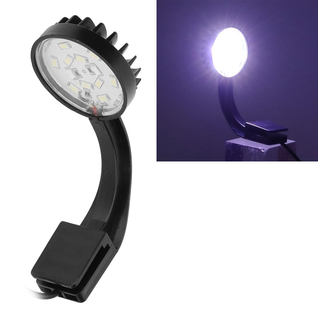 Fish Tank Clip Light 5W 5V 12 LEDs Blue White Light High Brightness Adjustable Angle USB Clamp Aquarium Light Black