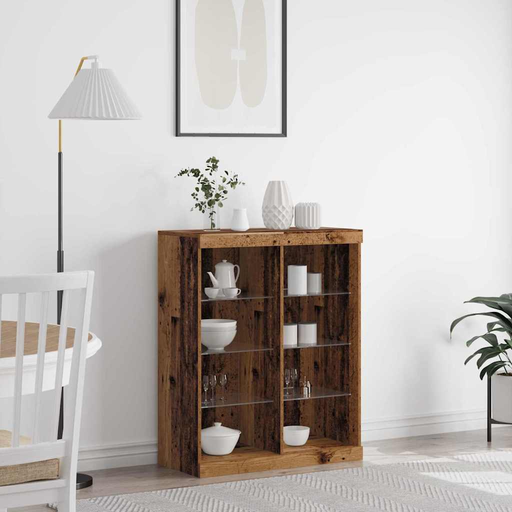 LED Sideboard Reclaimed Wood 81 x 37 x 100 cm Engineered Wood