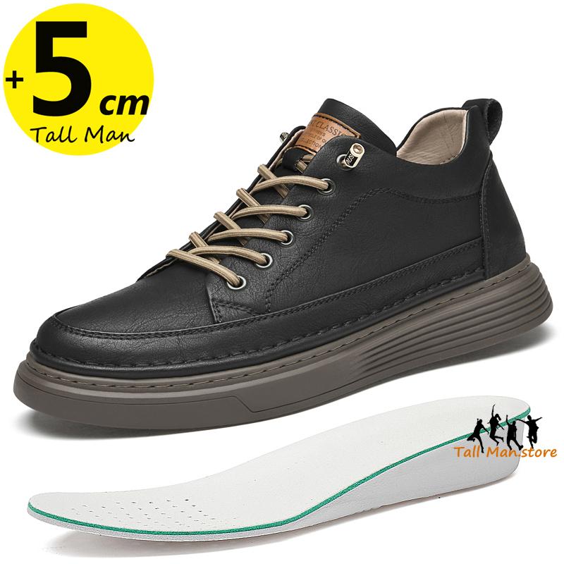 Herren Booster Sneaker Klobige Schuhe mit Absatzerhöhung Einlegesohle für 6 cm Höhenzunahme Herren Lift Hoch Leder Frühling Herbst Übergröße 36-47