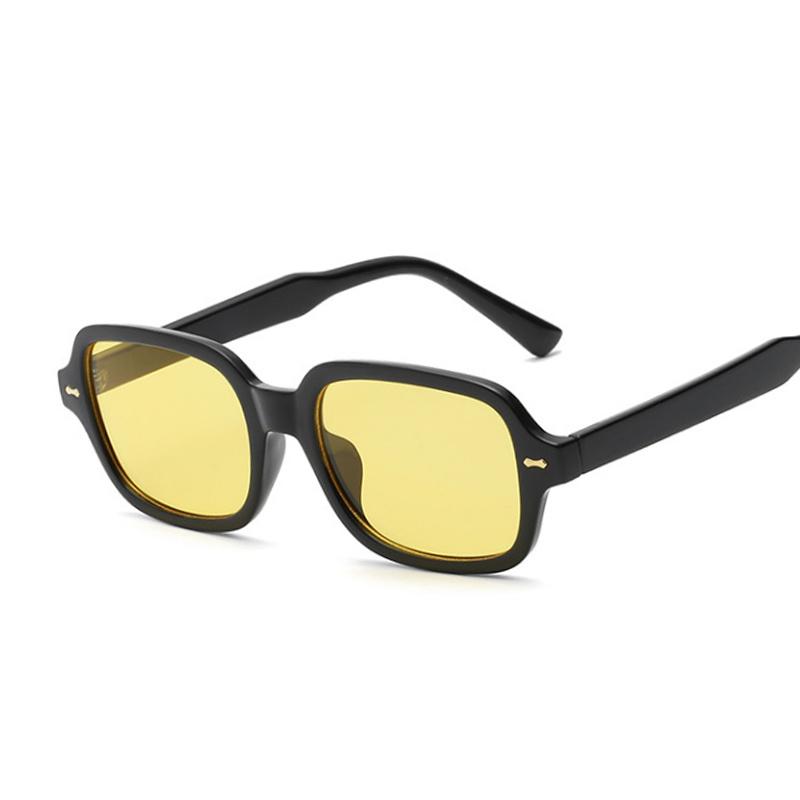 

Fashion Black Yellow Square Style Vintage Sunglasses Woman Retro Rivet Small Frame Male Sun Glasses Brand Designer as picture