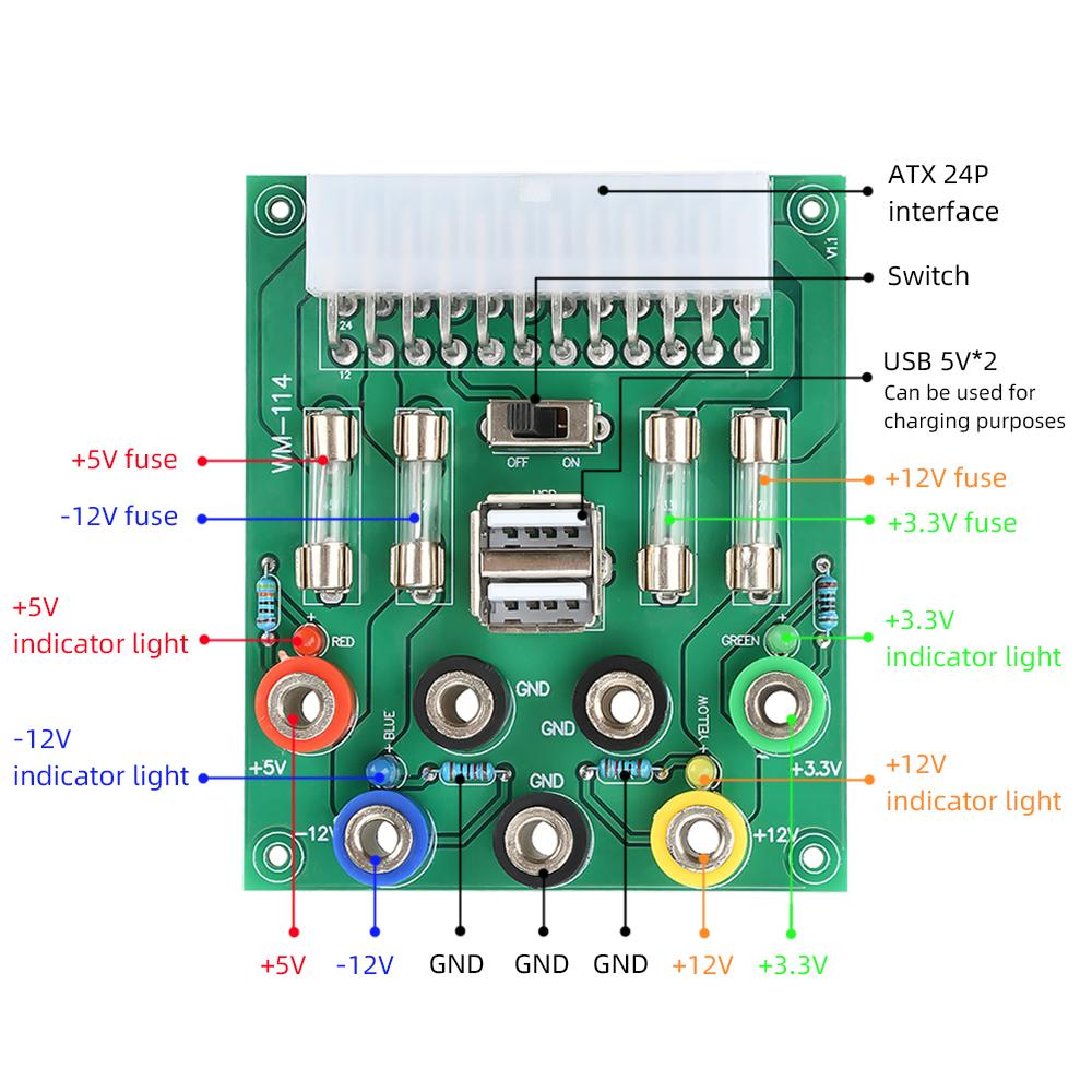 Atx Power Strip Power Adapter Module Desktop PC Chassis Power ATX Transfer to Adapter Board Circuit Outlet Module