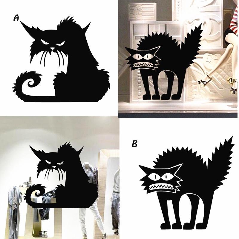 

1/2 шт./набор Милая съемная 3D наклейка с котами Наклейки на стену с черными котами Наклейка на окно A-11x13cm