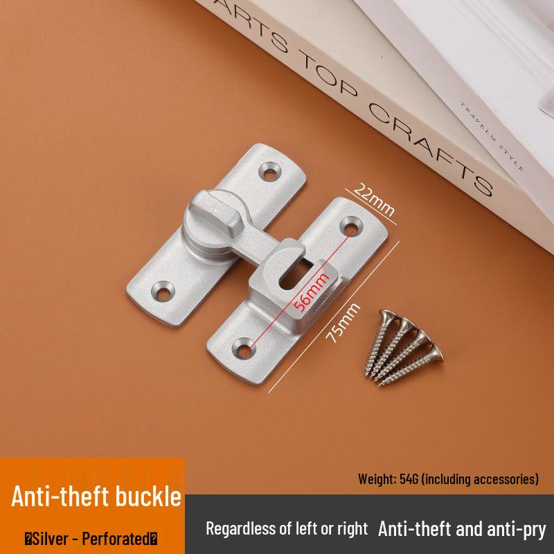 Aluminum Alloy 90°/180° No-Drill Anti-Theft Door Latch for Bathroom.