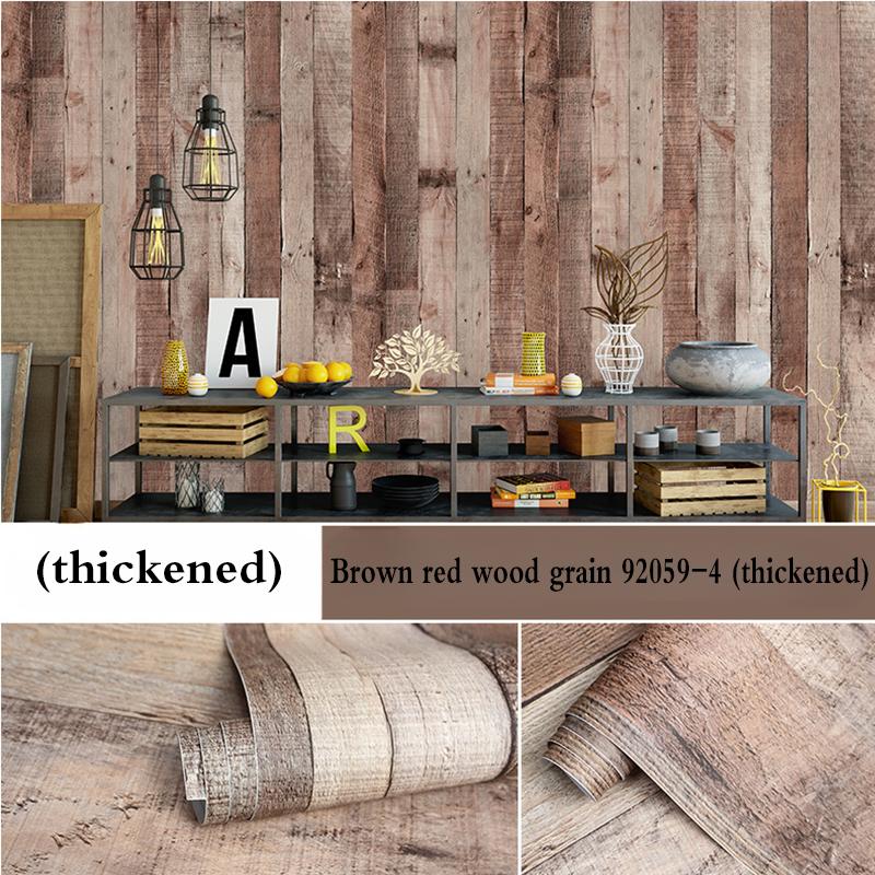 Retro Faux Wood Grain Peel And Stick Wallpaper Self-adhesive Wood Plank Wallpaper Roll Removable Vinyl Wall Covering For Restaur