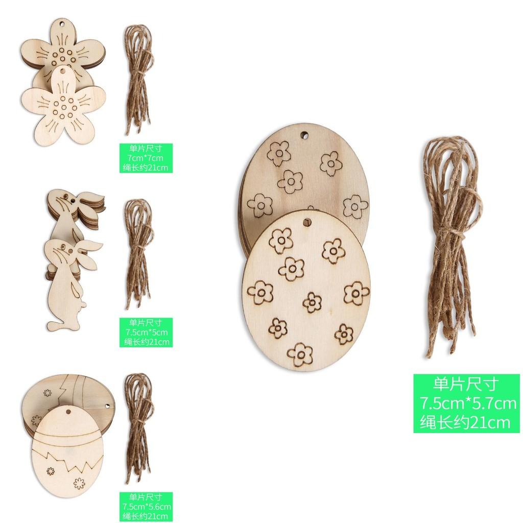 Colorful Wooden Easter Hangings Including Eggs Rabbits Chickens And Sunflowers