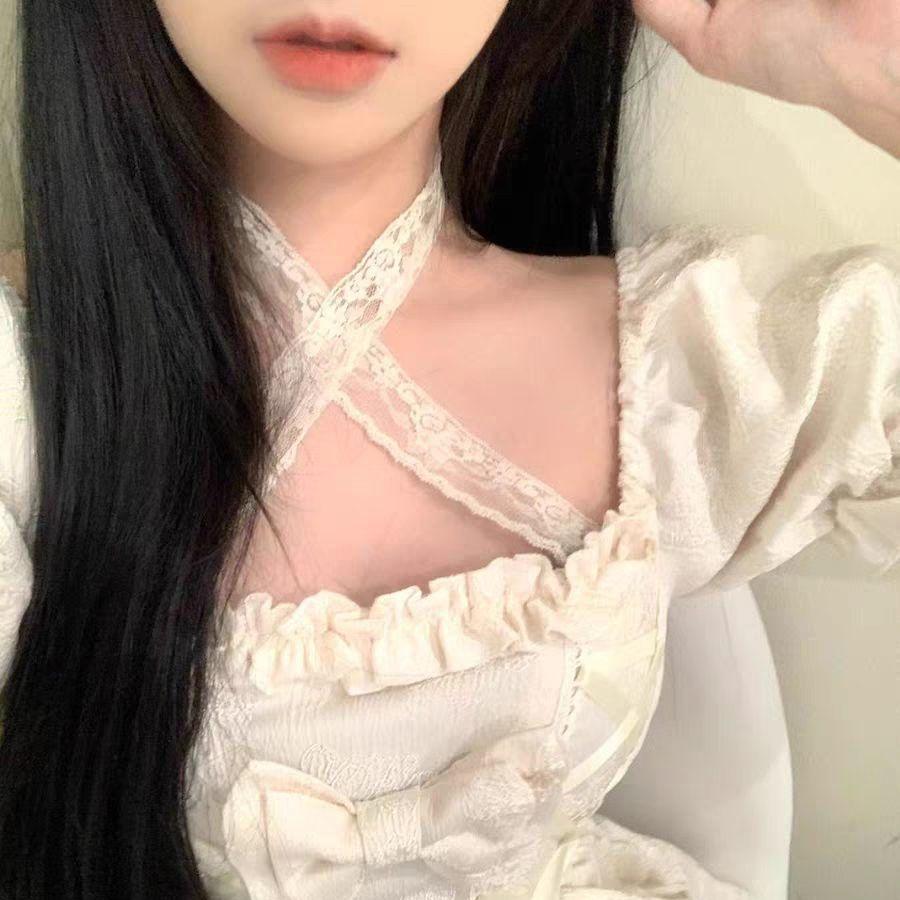 Kawaii Lolita Dress Bandage Sweet Girl Soft Fairy Birthday Party Puff Sleeve Short Dresses Fashion New In
