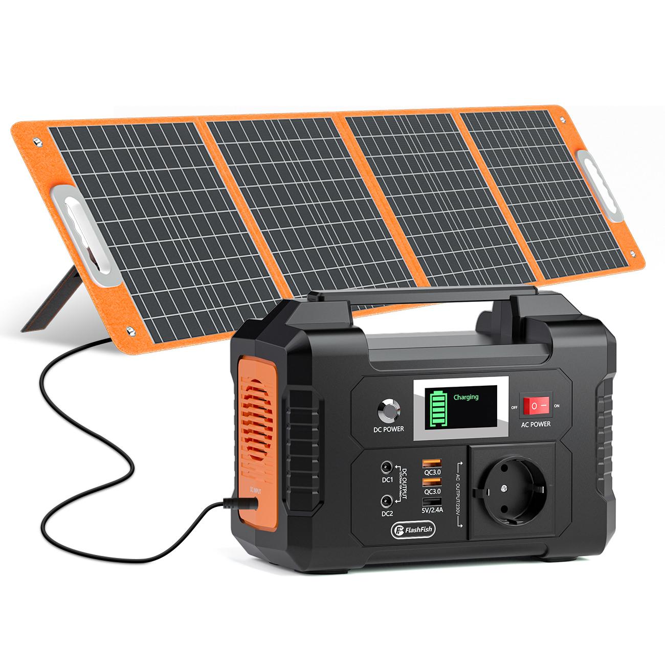 Flashfish E200+TSP100 Portable Power Station 3‑Way