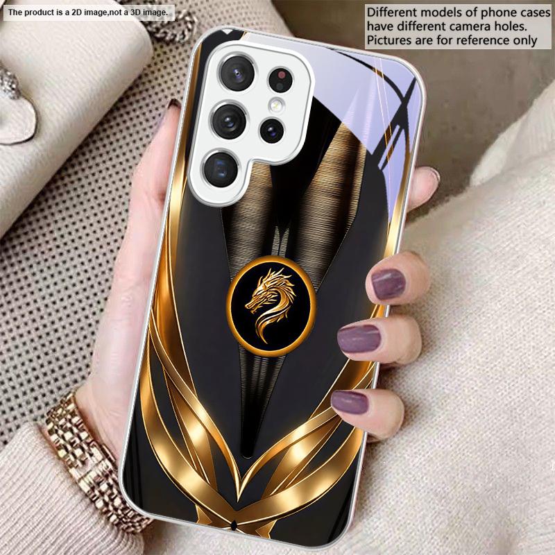 Golden dragon pattern gray For Samsung S26 S22 S8 9 10 S20 Ultra S21 Pro S22 Plus S23 FE S24Ultra S25 Edge S24+ Glass Phone Case