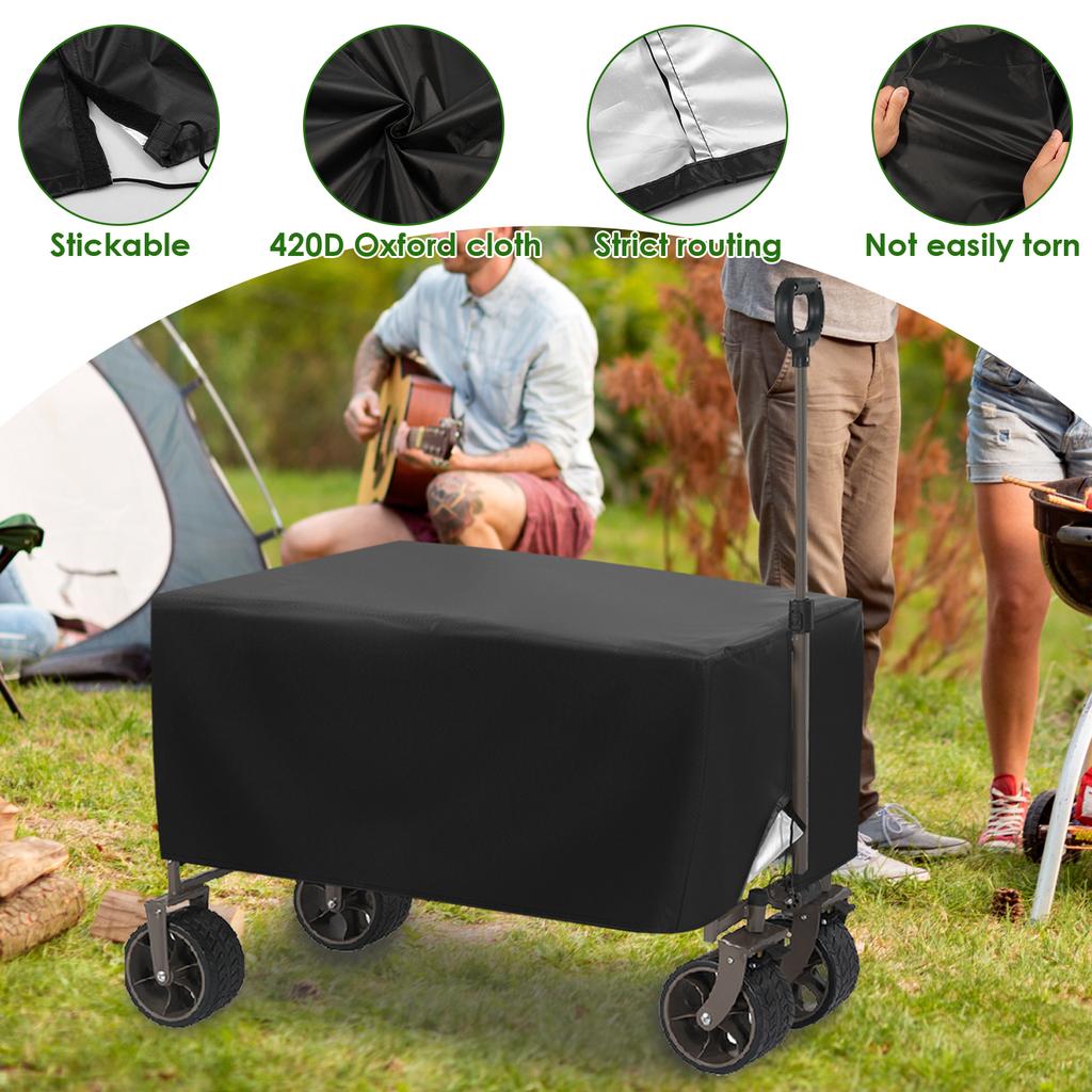 Wagon Cart Cover Oxford Cloth Waterproof Garden Wagon Cover with Adjustable Cord Outdoor Camping Cart Dust and Sunshade Cover