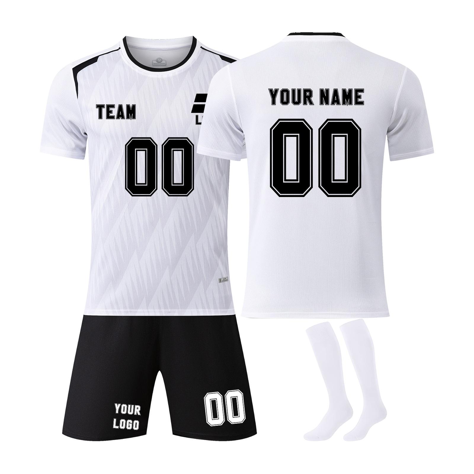 

Men Soccer Jersey Set Short Sleeve Shirt and Shorts Breathable Athletic Uniform for Training Match Sportswear XS білий