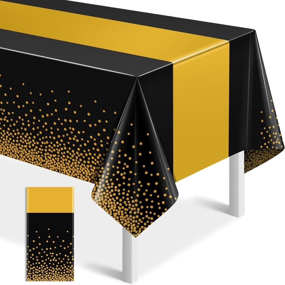 

1PC/5PCS Tablecloth Decorations Table Cloth Printed Satin Disposable Table Covers for Wedding Birthday Decor 1pc чорний