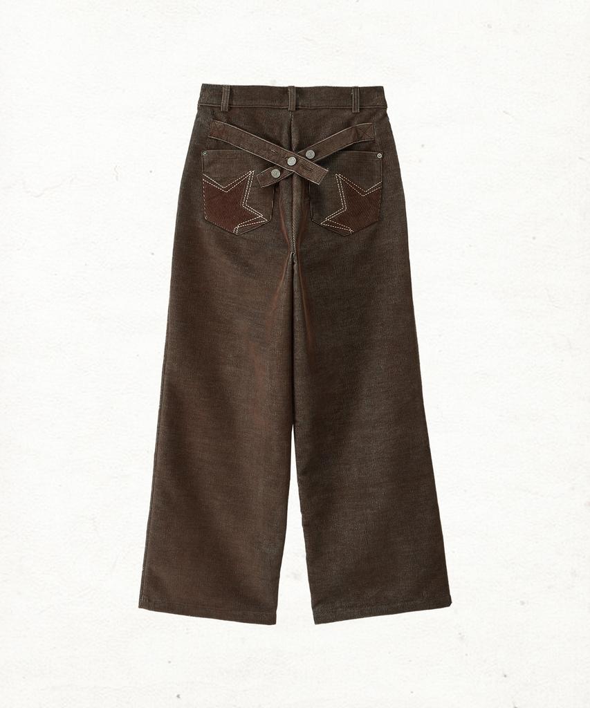 Dandel Dd Star Applique Corduroy Pants (Brown)