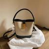 2025 Damen Retro Color Block Canvas Bucket Bag – Modische, vielseitige Pendler-Umhänge-/Crossbody-Tasche