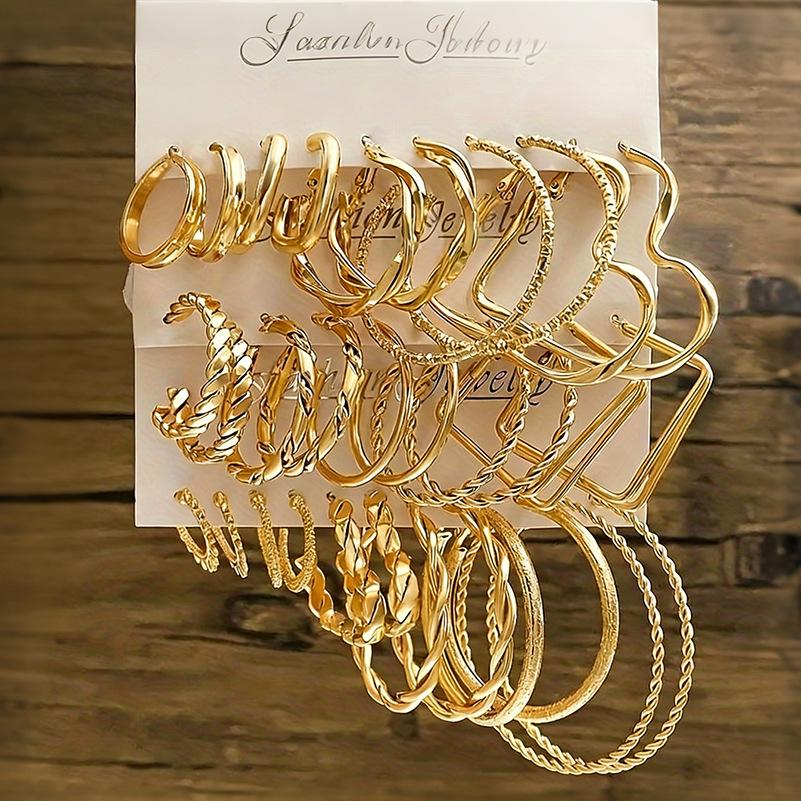 Hot-selling ring earrings in Europe and America, women's light luxury earrings set, personalized creative ear jewelry