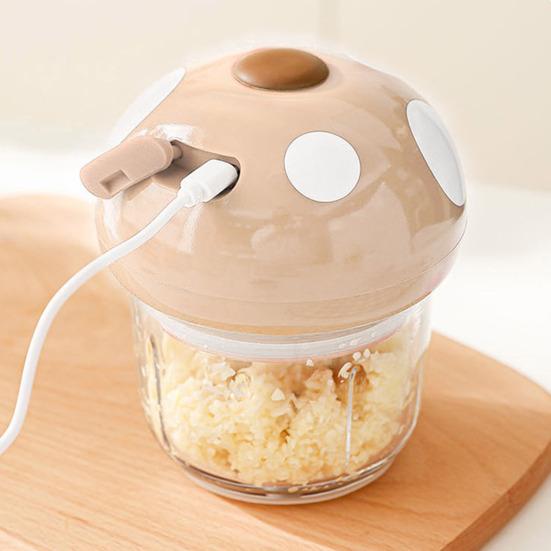 Electric Garlic Chopper Mini Food Processor for Mincing Garlic Meat Quiet Mushroom Shape Compact Kitchen Gadget for Home Cooking