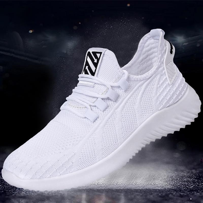 

Новые спортивные кроссовки, дышащие и модные мужские кроссовки для бега на открытом воздухе, студенческие трендовые универсальные повседневные туфли, ультралегкие 44 белый